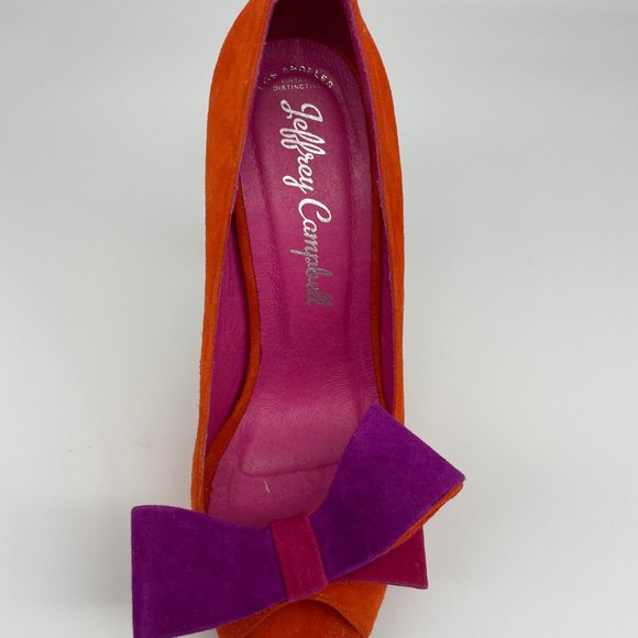 Jeffrey Campbell "Garrett" Women Orange Purple Bow Heels US Size 6 - Picture 12 of 13